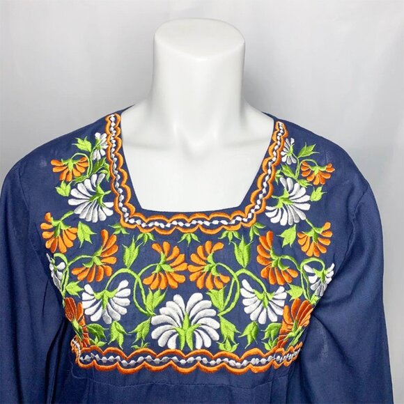 VINTAGE 1970's embroidered Palm Springs maxi kaftan - Picture 4 of 7